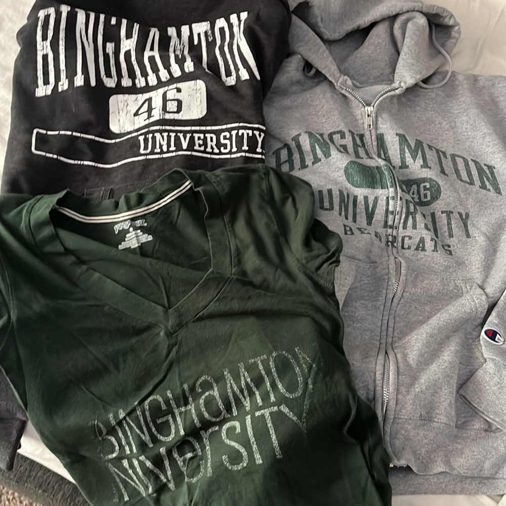 SUNY Binghamton Vintage Sweatshirts (2) and t-shirt (1)